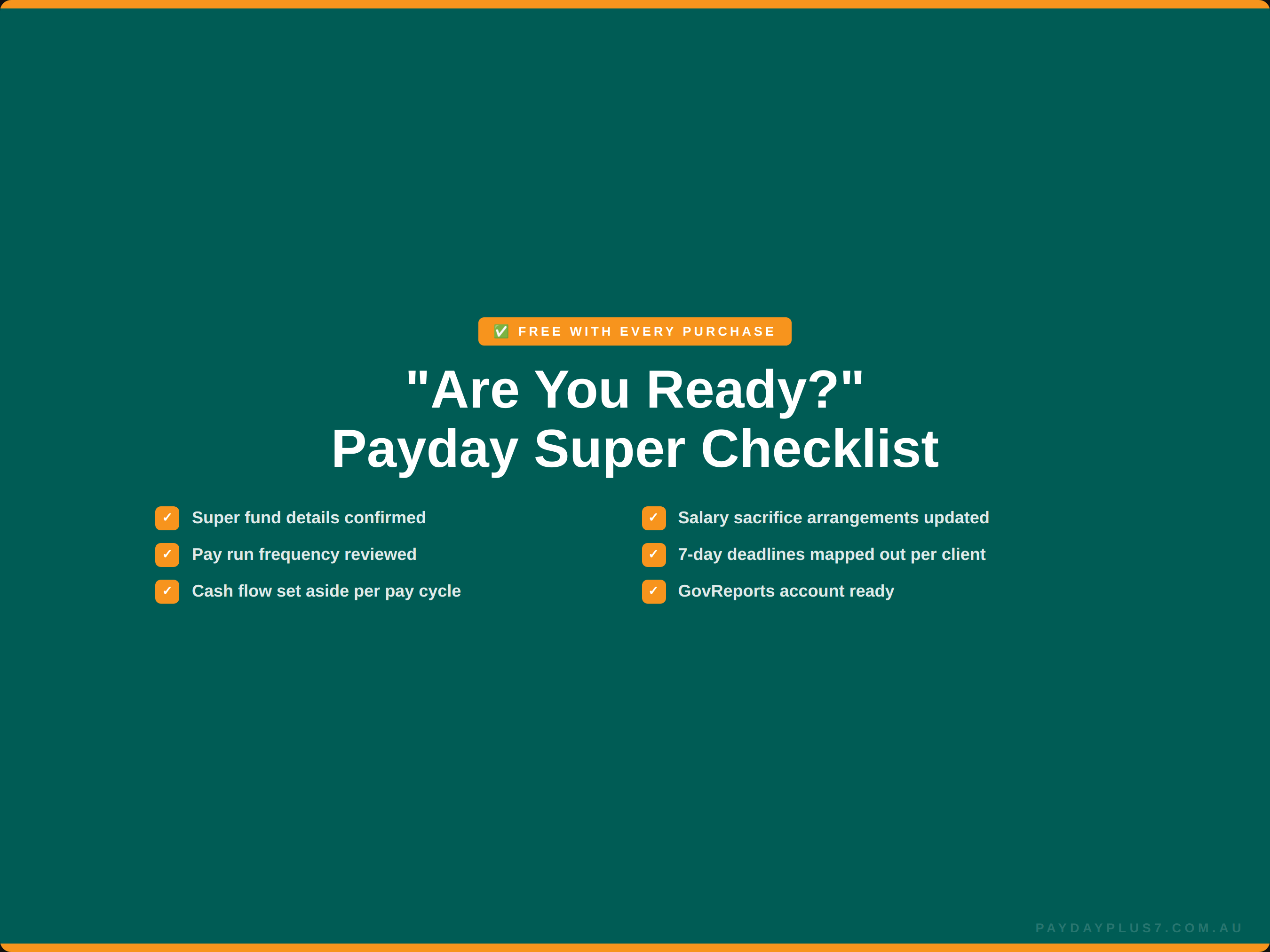 Payday Super Checklist with green background and white text