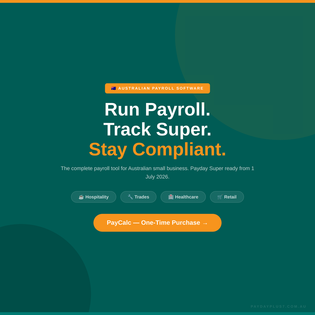 Advertisement for Australian payroll software with text on a green background