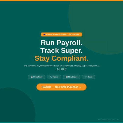 Advertisement for Australian payroll software with text on a green background