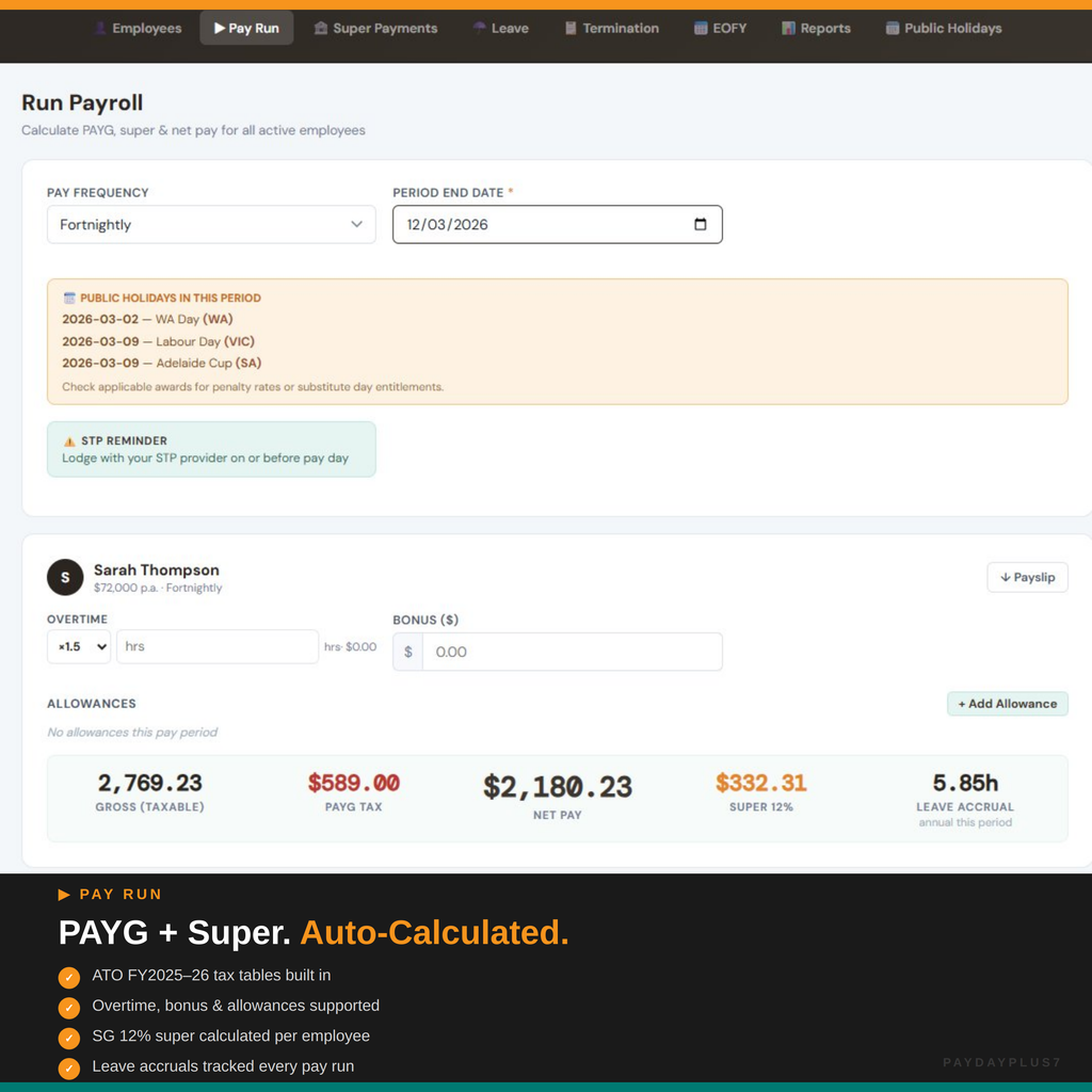 Payroll management software interface with employee pay details
