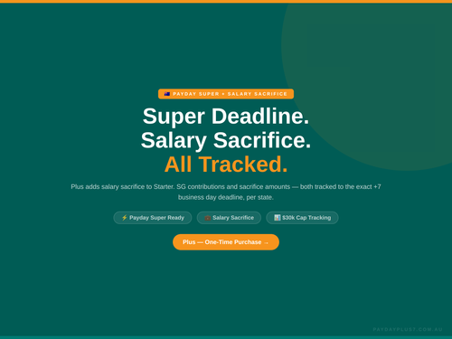 Promotional graphic for salary sacrifice tracking with a green background and text.