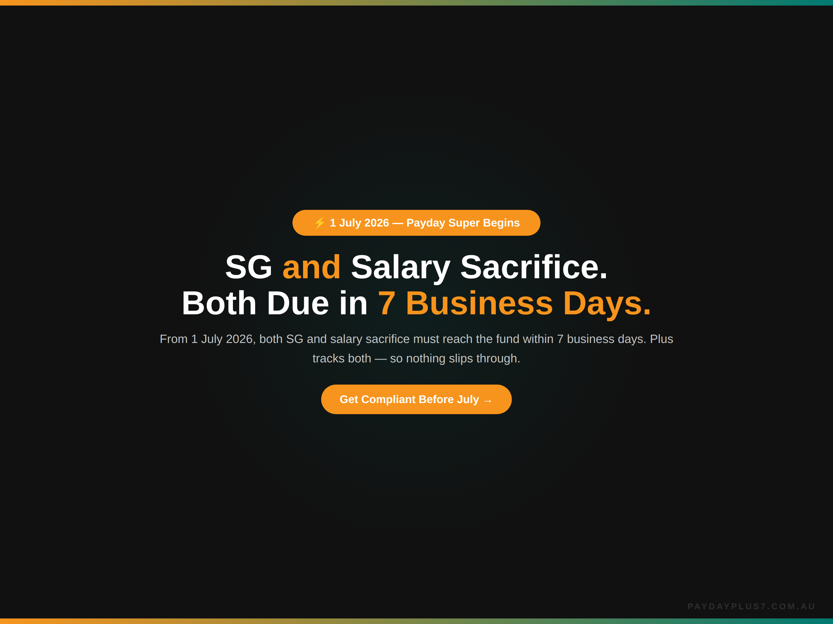 Notification about SG and Salary Sacrifice deadlines on a black background