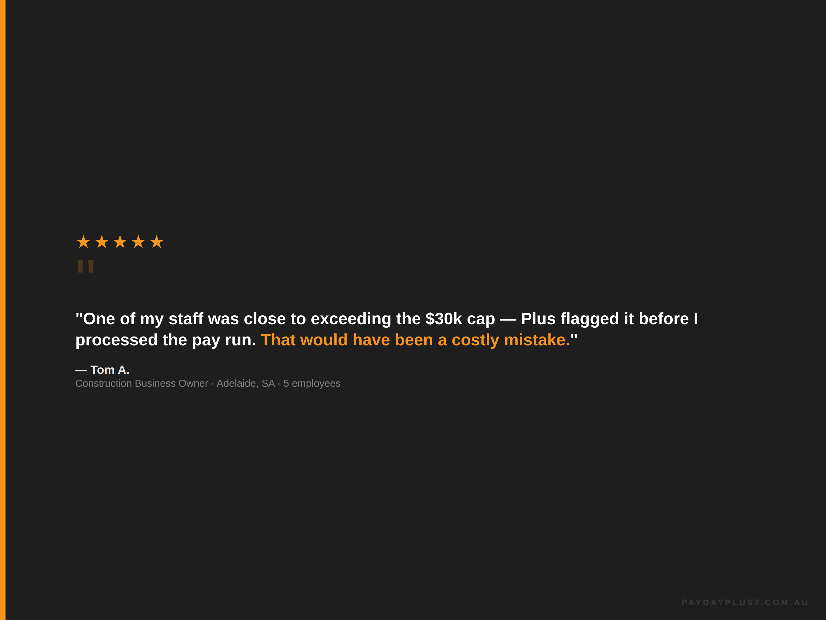 Text on a black background with a five-star rating.