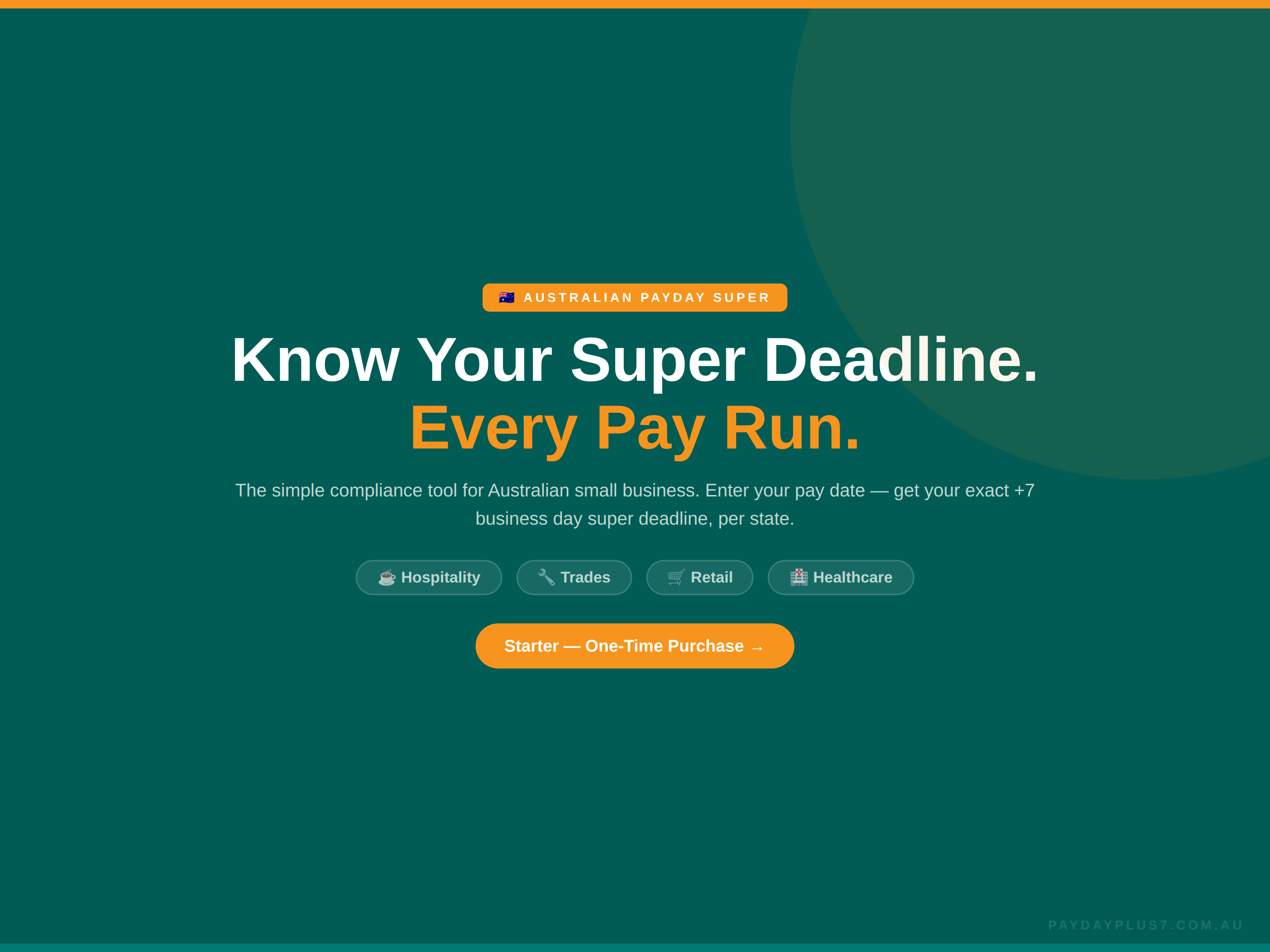 Promotional graphic for a superannuation compliance tool with a green background and text.