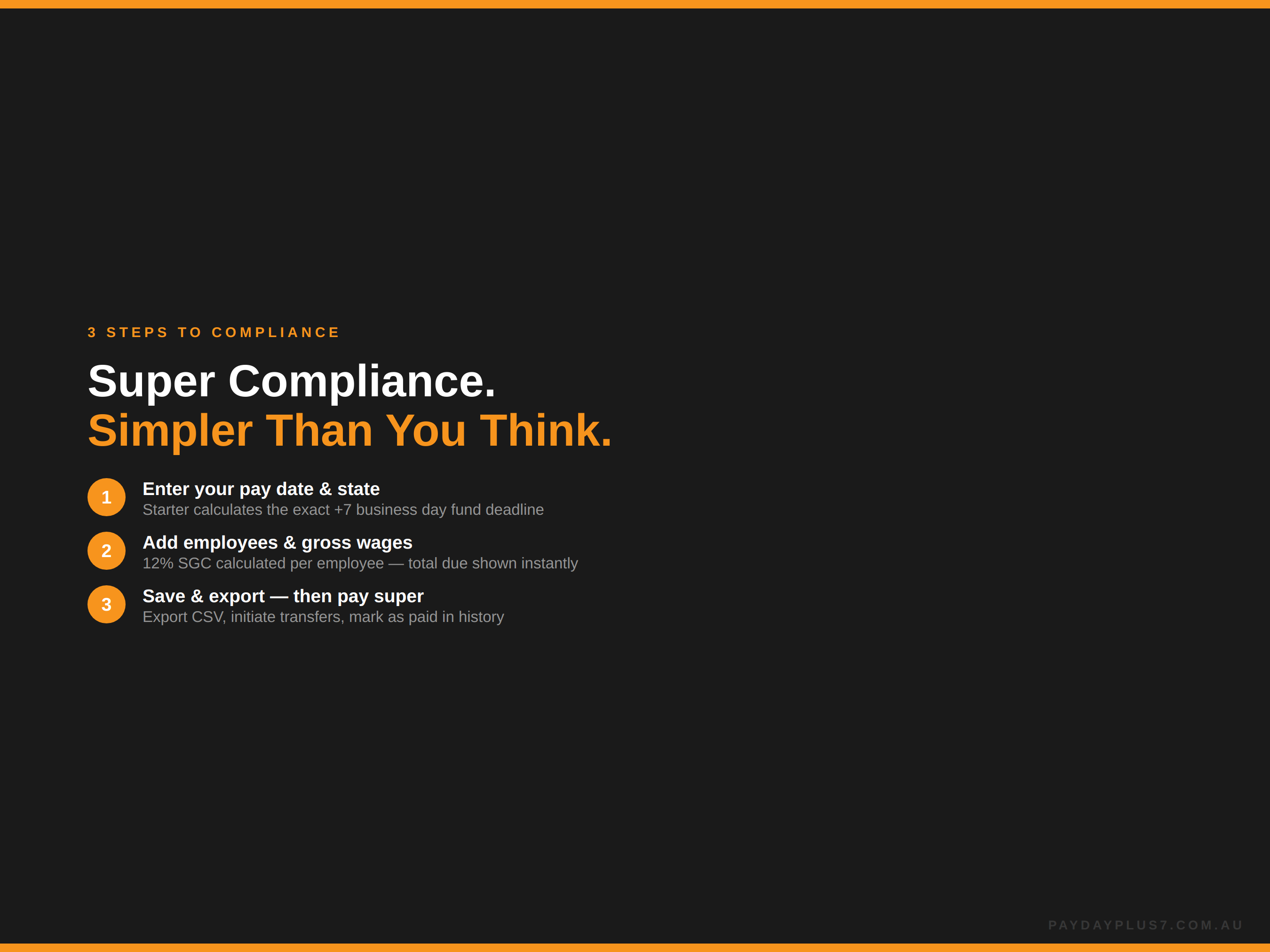 Promotional text for 'Super Compliance' service on a black background