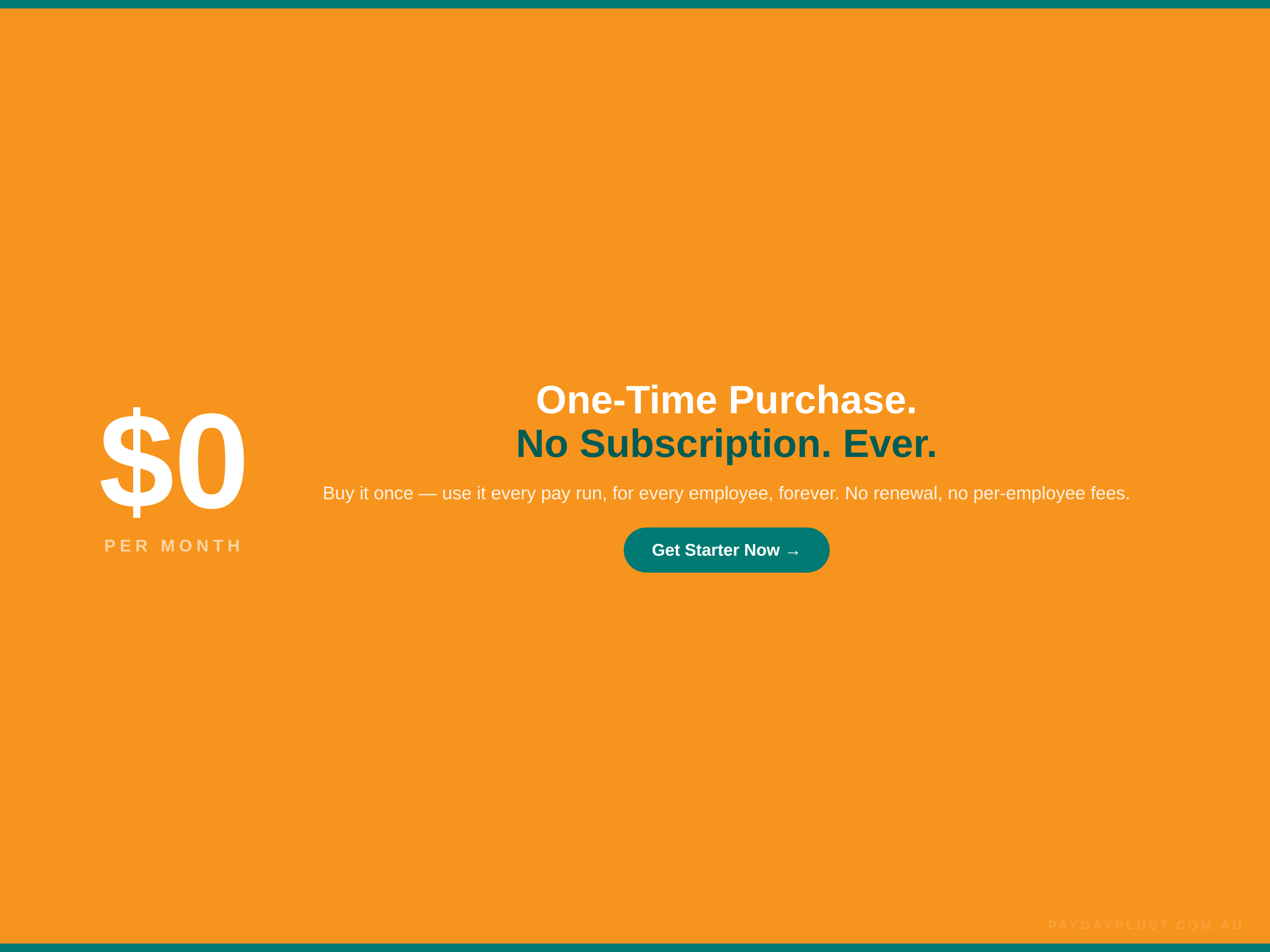 Promotional graphic with a one-time purchase offer on an orange background