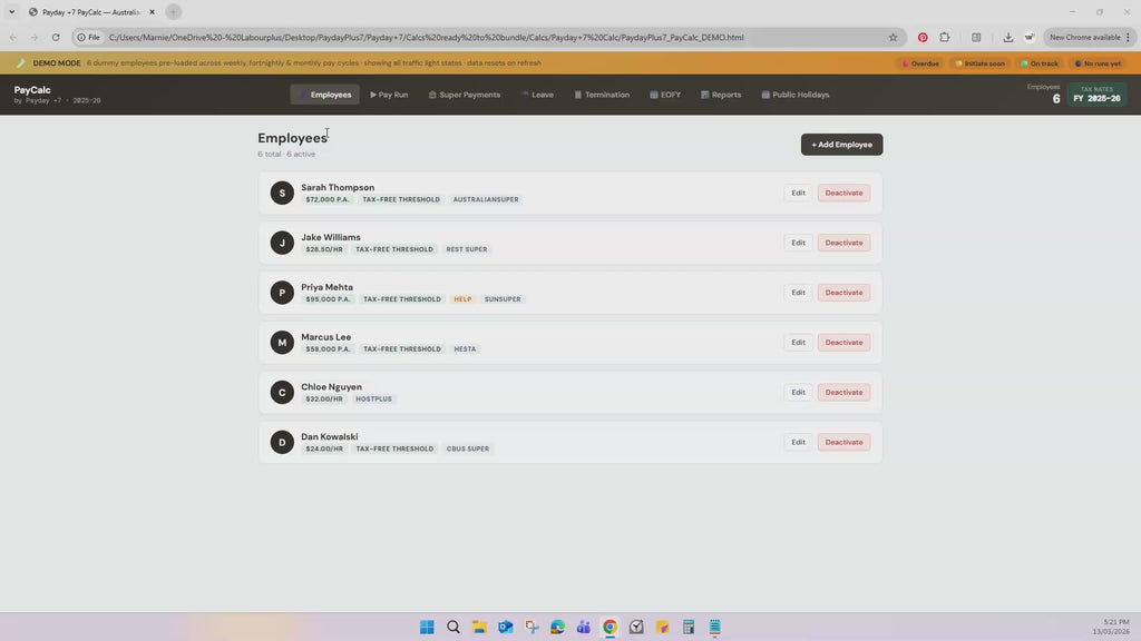 Payday +7 PayCalc — Run payroll, track super and stay ATO-compliant — all from one file in your browser.