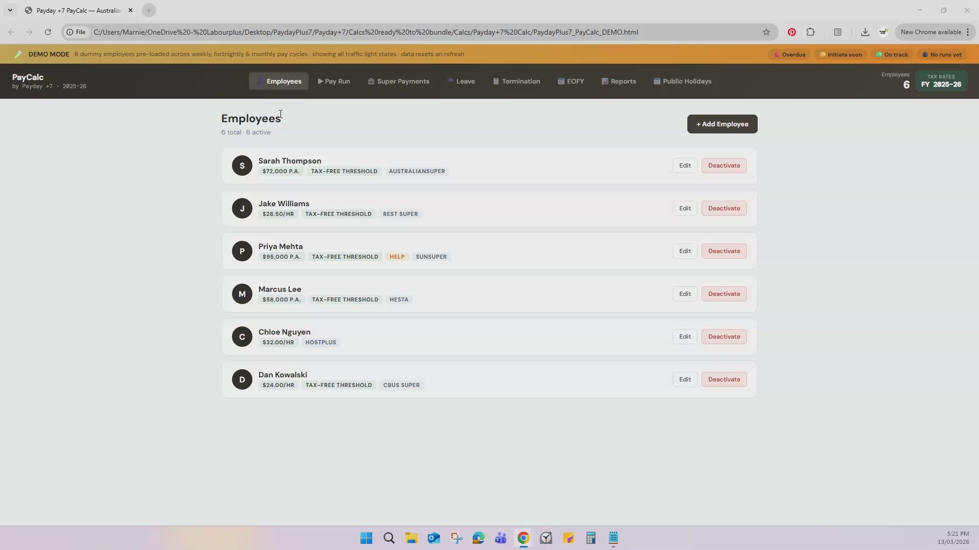 Payday +7 PayCalc — Run payroll, track super and stay ATO-compliant — all from one file in your browser.